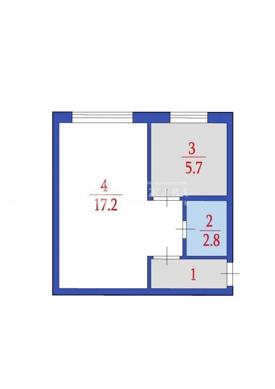 1-комнатная квартира, 34 м2