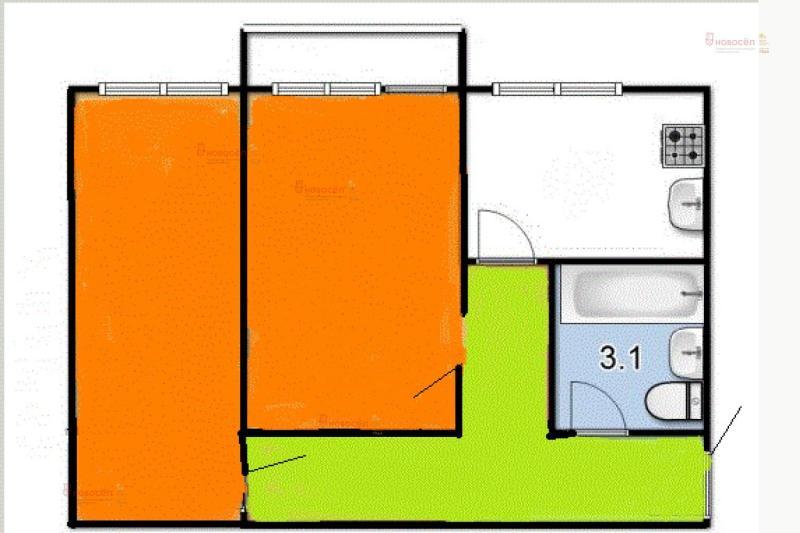 2-комнатная квартира, 41 м2