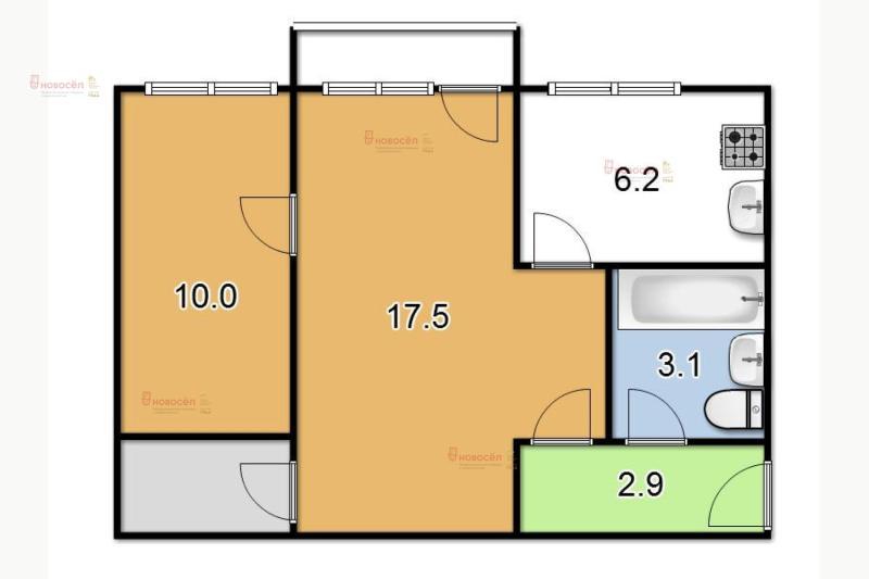 2-комнатная квартира, 42.6 м2