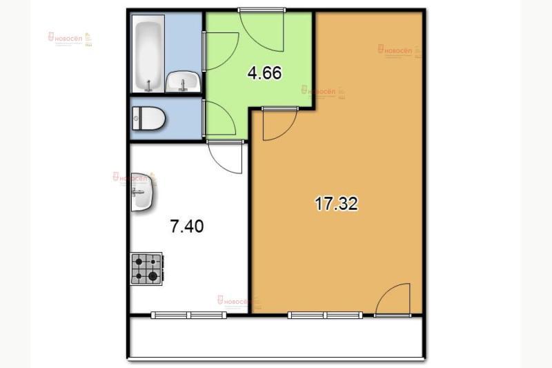 1-комнатная квартира, 33 м2