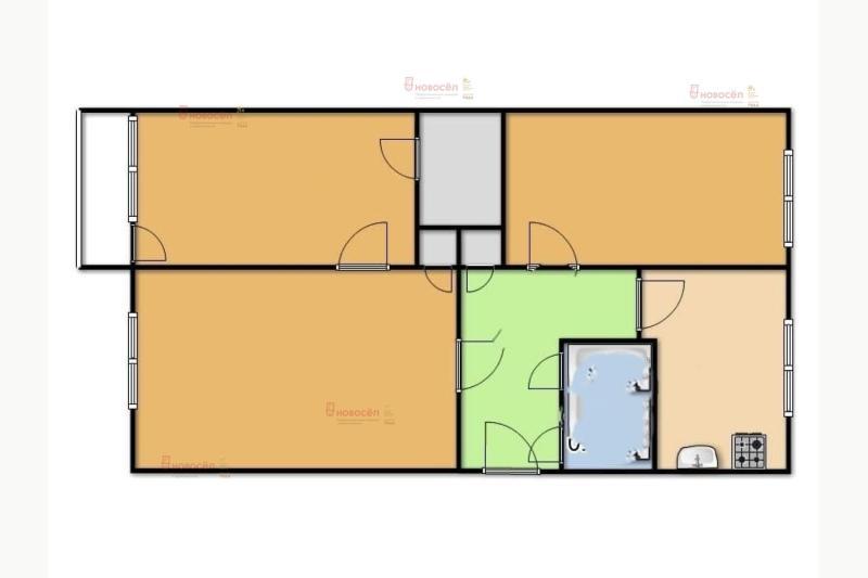 3-комнатная квартира, 61 м2