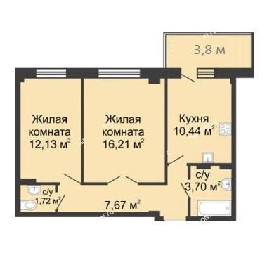 2-комнатная квартира, 56 м2