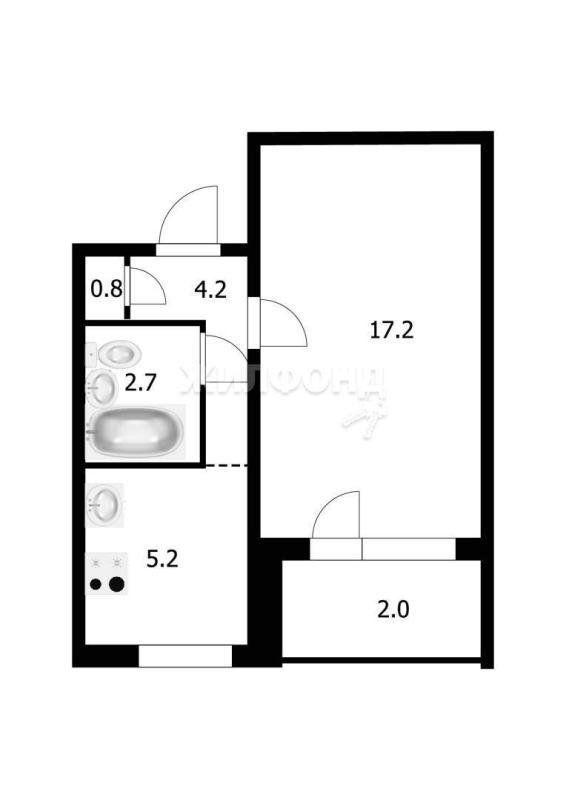 1-комнатная квартира, 32.1 м2