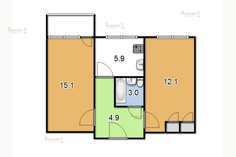 2-комнатная квартира, 42 м2