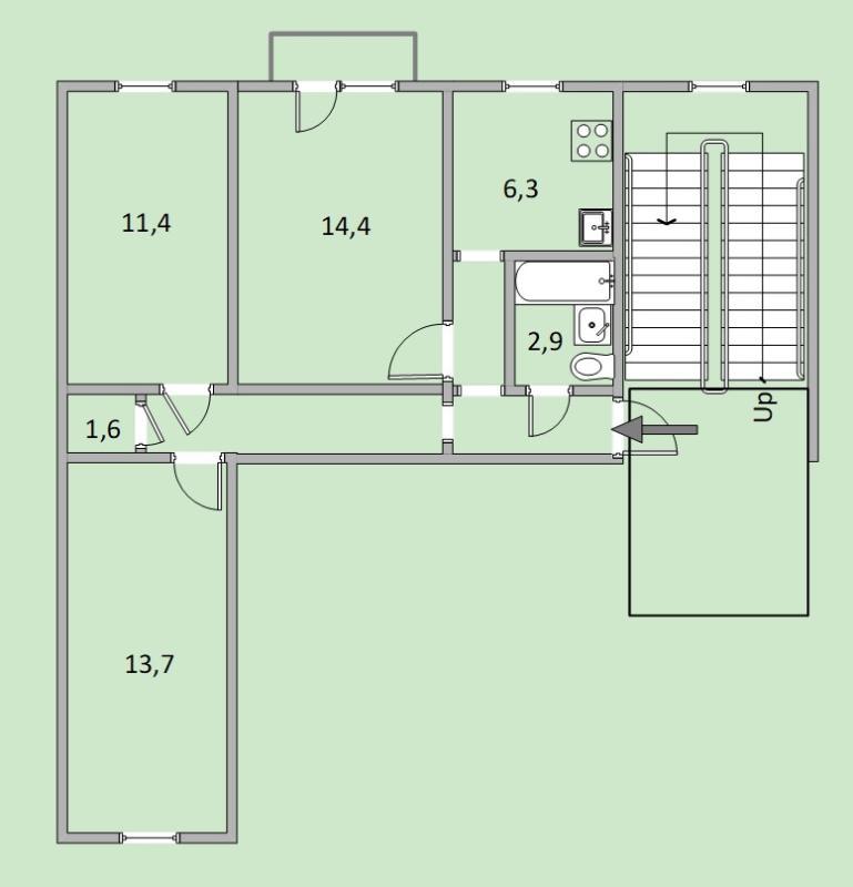3-комнатная квартира, 60 м2