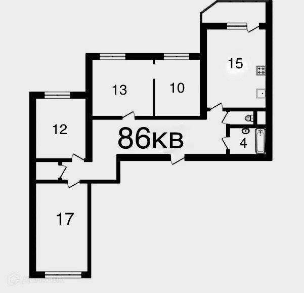 4-комнатная квартира, 86 м2