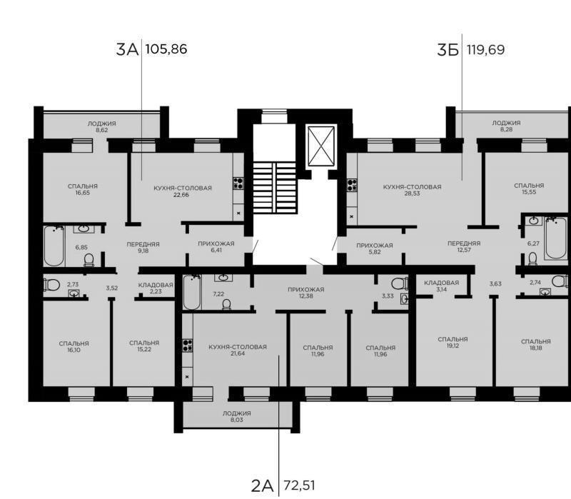 3-комнатная квартира, 105.64 м2