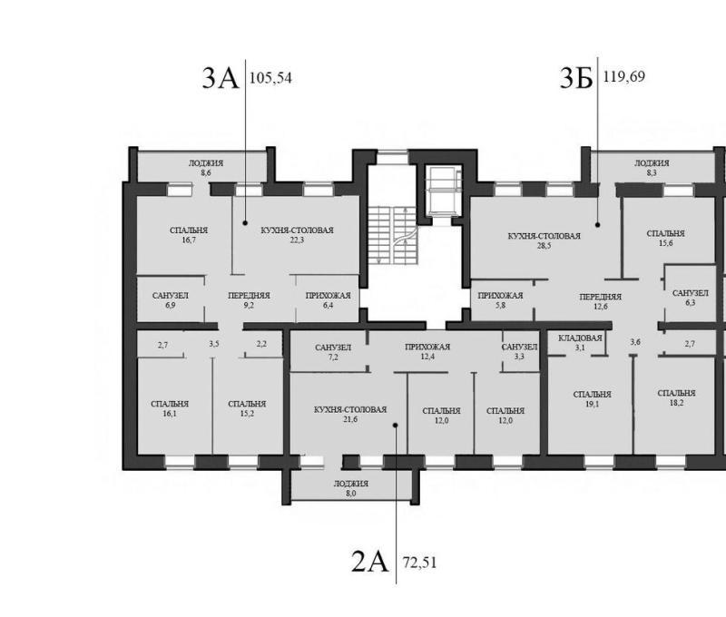 3-комнатная квартира, 105.54 м2