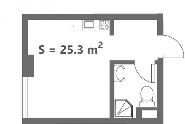 1-комнатная квартира, 25.3 м2