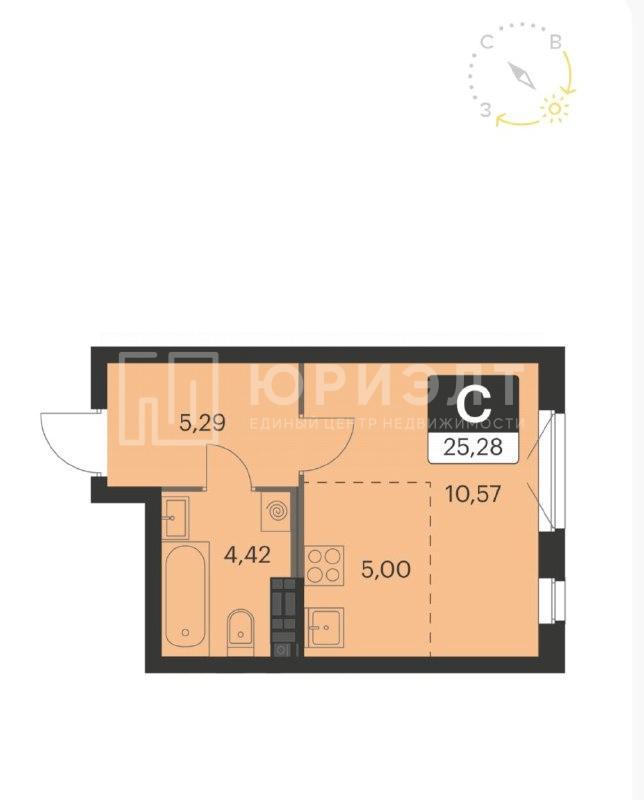 1-комнатная квартира, 25.3 м2