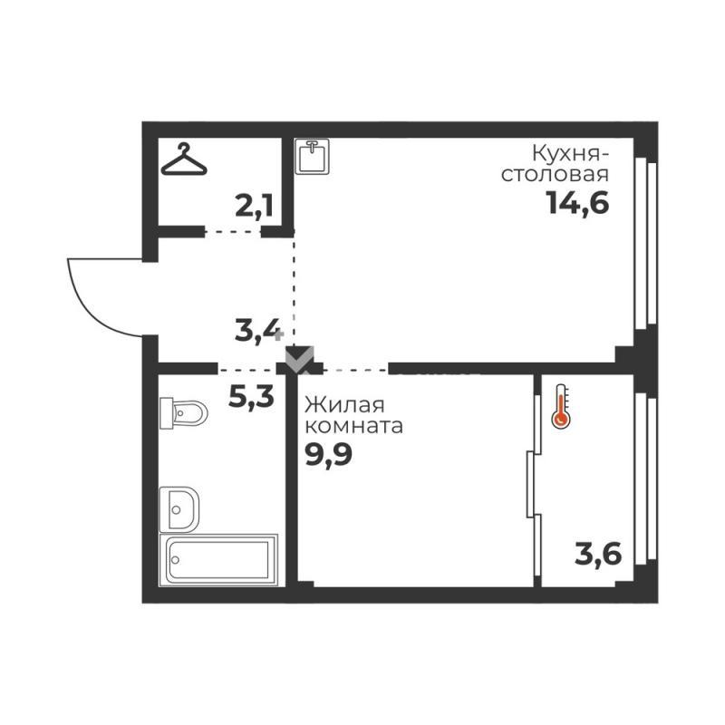 2-комнатная квартира, 35.3 м2