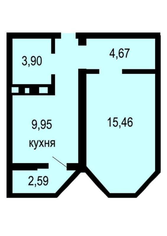 1-комнатная квартира, 39 м2