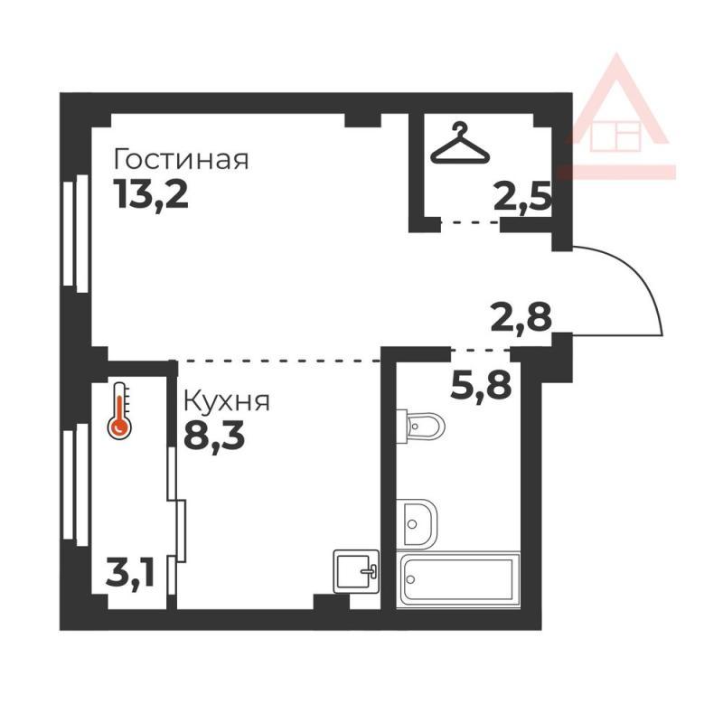 1-комнатная квартира, 32 м2