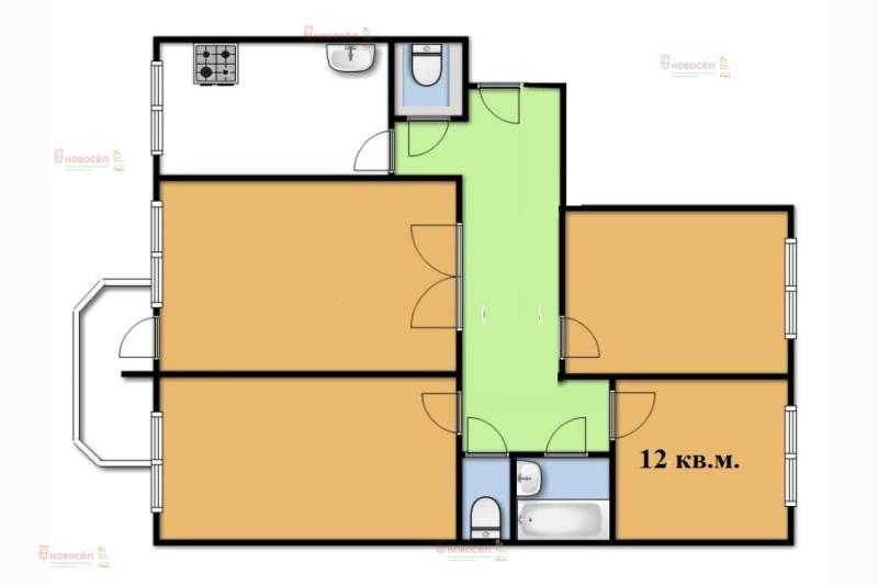 1 комната в 4-комнатной квартире, 12 м2