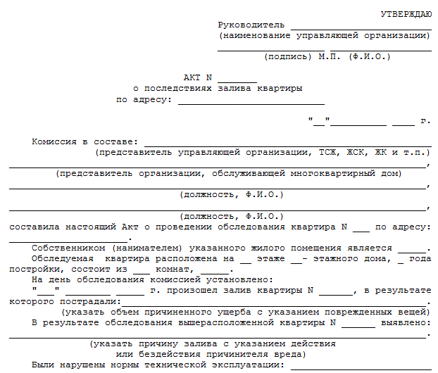 Акт о затоплении