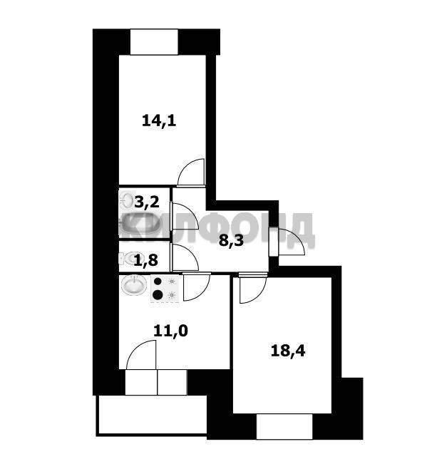 2-комн. квартира, 56 м², 5/10 этаж