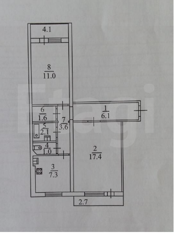 2-комн. квартира, 50 м², 9/9 этаж