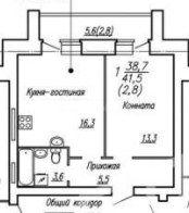 1-комнатная Квартира, 41.5 м2