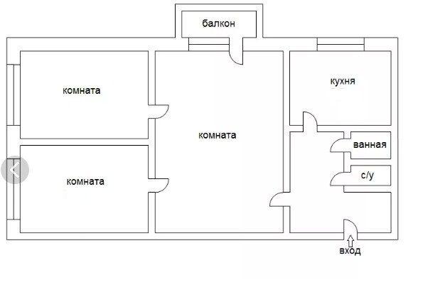 3-комнатная квартира, 49 м2