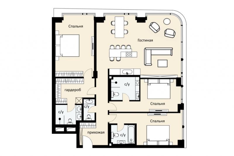 4-комнатная Квартира, 151 м2