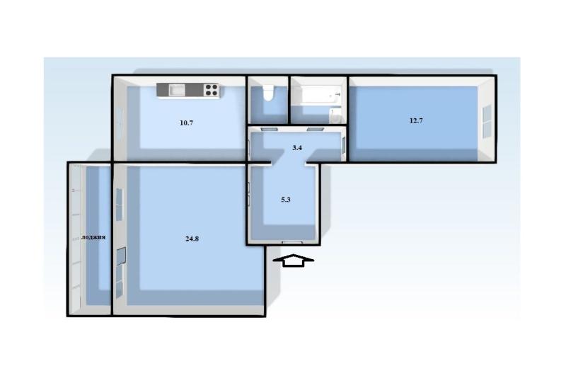 2-комнатная квартира, 60.8 м2