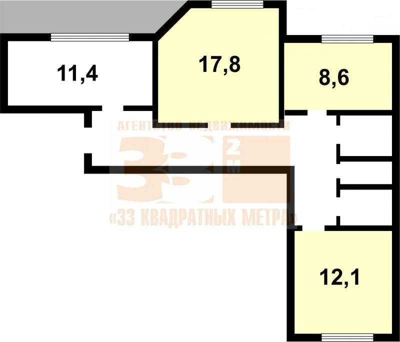 3-комнатная квартира, 70 м2