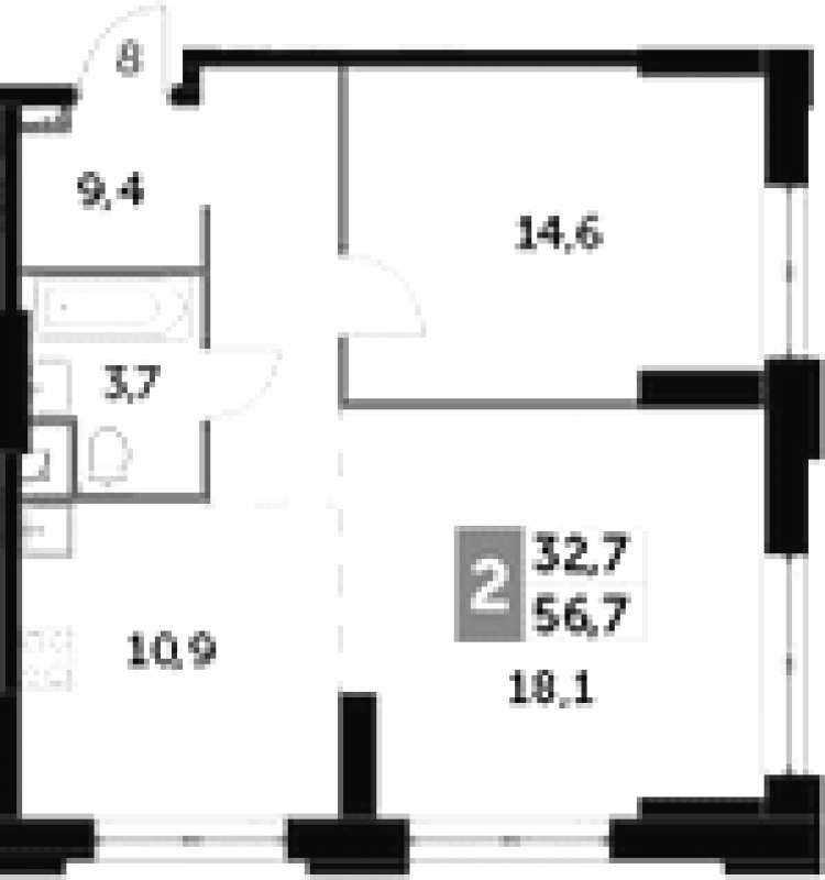 3-комнатная Квартира, 65 м2
