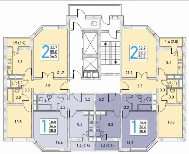 2-комнатная квартира, 37.2 м2