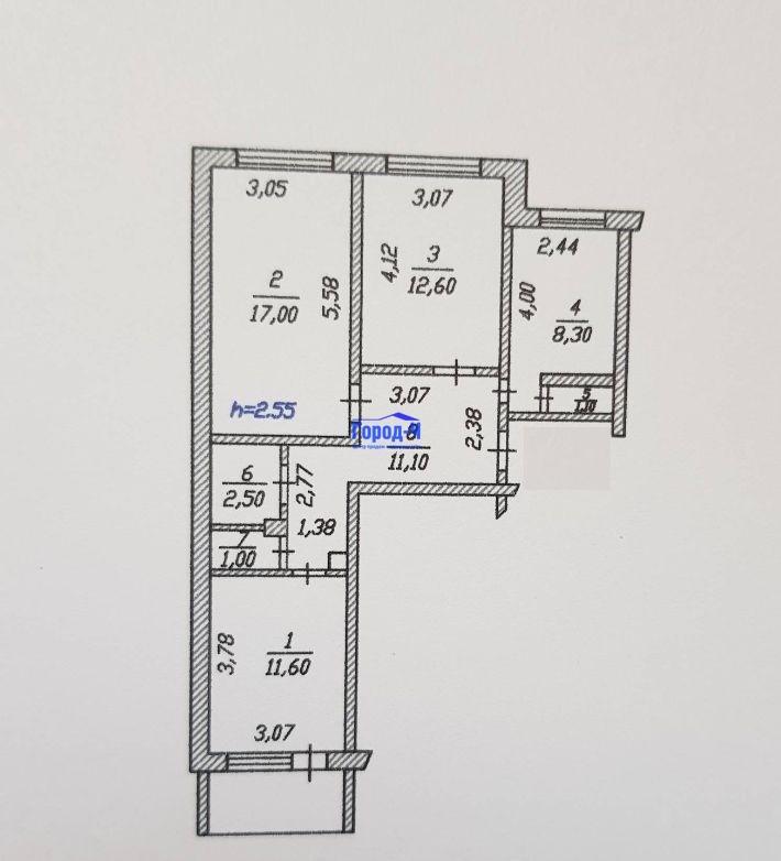 3-комнатная квартира, 65.7 м2