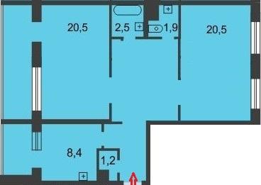 2-комнатная квартира, 88 м2