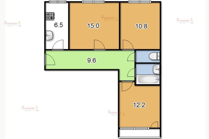 3-комнатная квартира, 63 м2