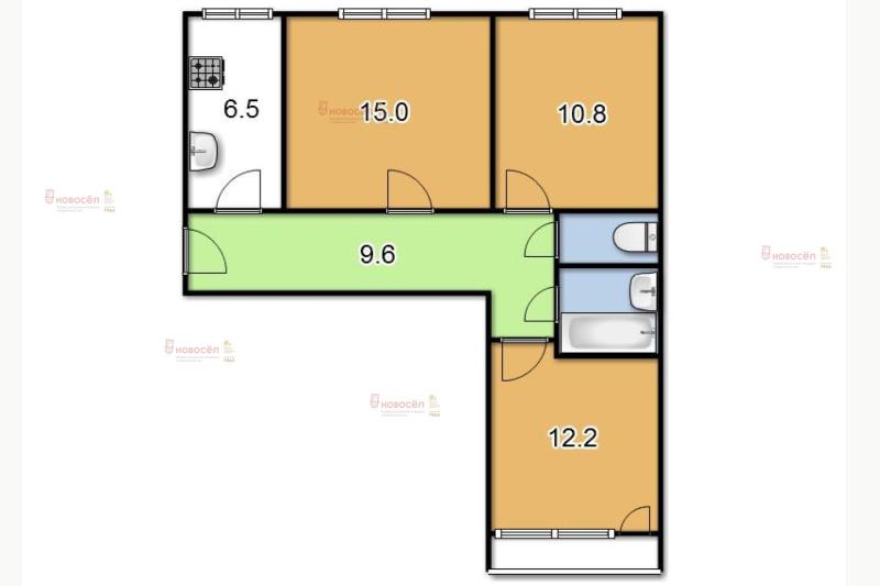 3-комнатная квартира, 58 м2