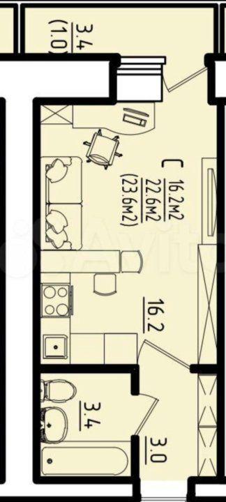 1-комнатная квартира, 24 м2