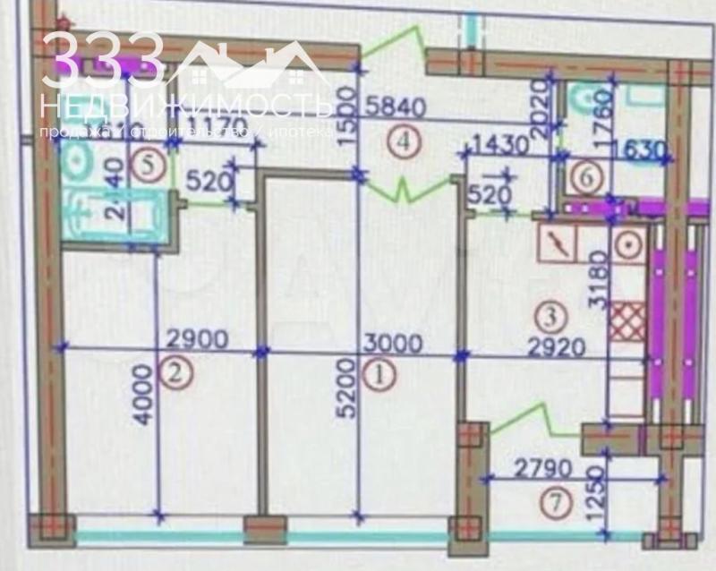 2-комнатная квартира, 57 м2