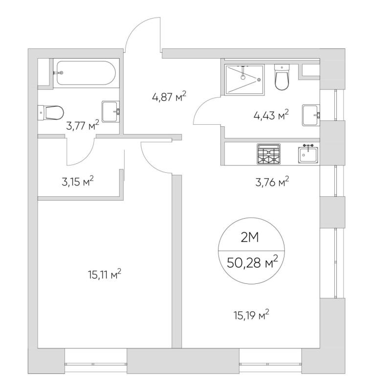 2-комнатная квартира, 50 м2