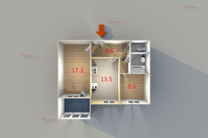2-комнатная квартира, 53.2 м2