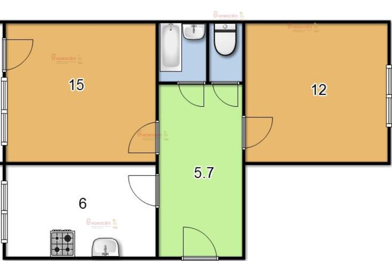 2-комнатная квартира, 43 м2