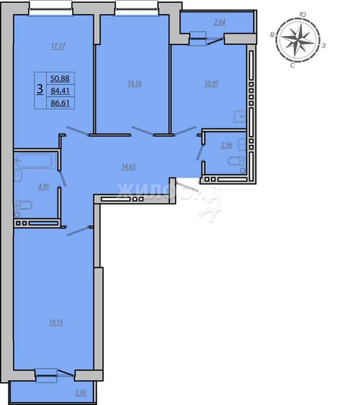 3-комнатная квартира, 85 м2