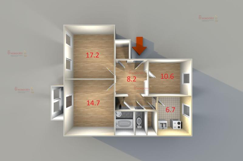 3-комнатная квартира, 65 м2