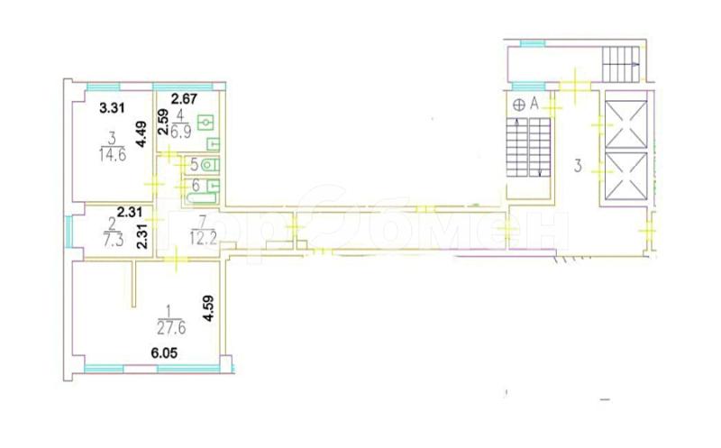 3-комн. квартира, 72 м², 1/16 этаж