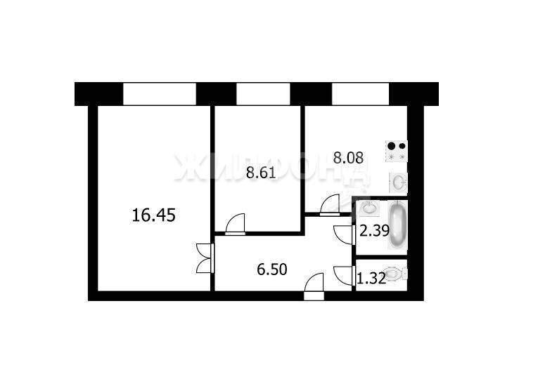 2-комнатная квартира, 41.5 м2