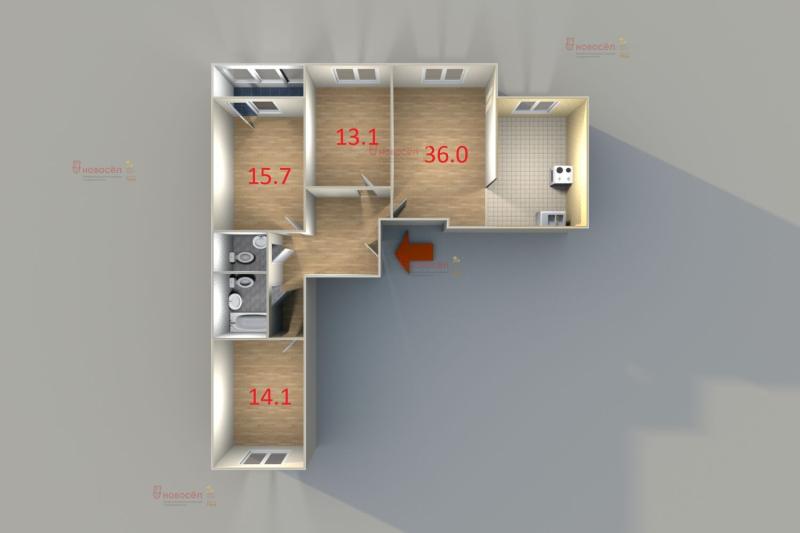 3-комнатная квартира, 100 м2