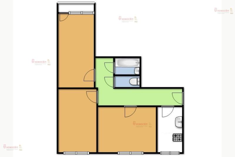 3-комнатная квартира, 64 м2