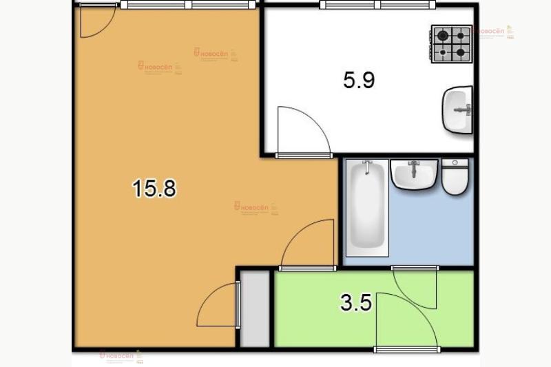 1-комнатная квартира, 28 м2