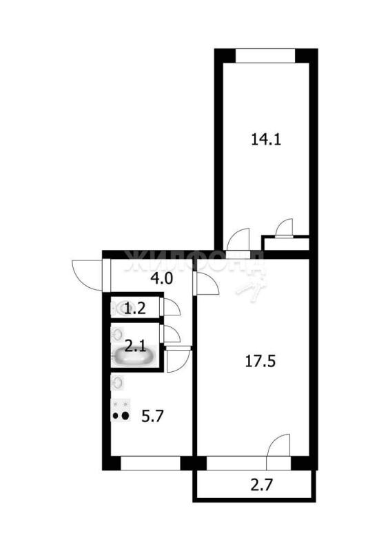 2-комнатная квартира, 44.6 м2