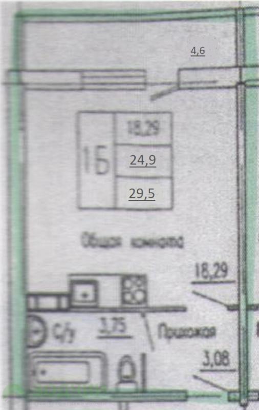 Квартира-студия, 29.5 м2