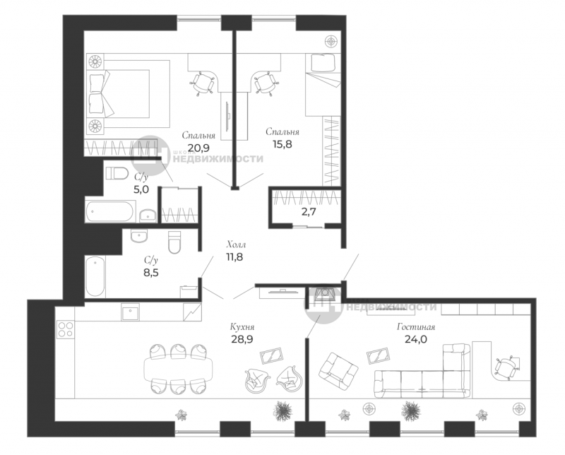 4-комнатная Квартира, 117.6 м2