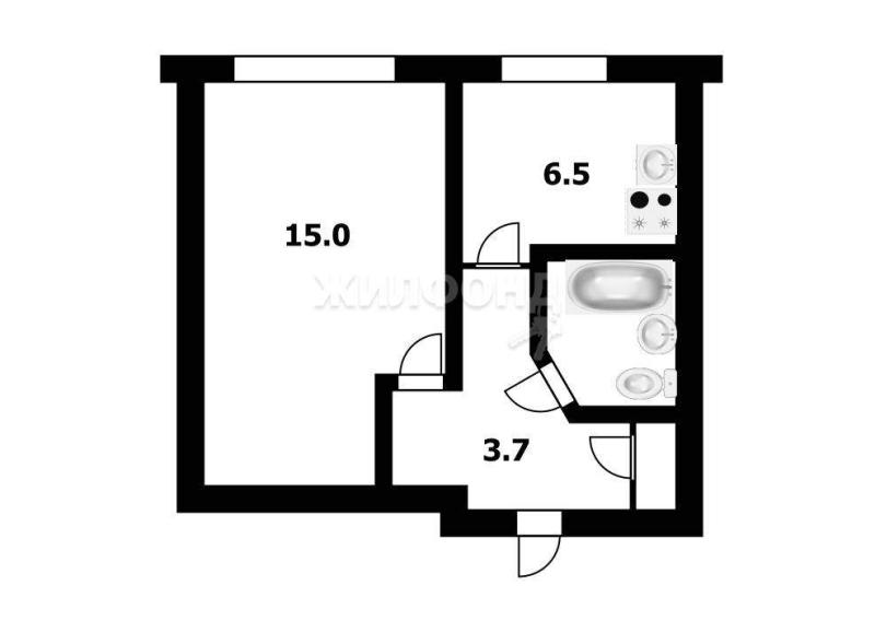 1-комнатная квартира, 28.3 м2