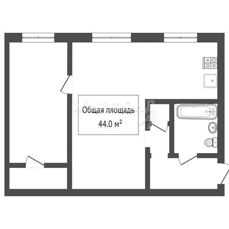 2-комнатная квартира, 44.5 м2