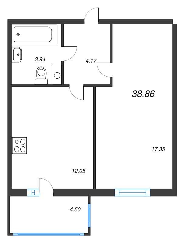 1-комнатная квартира, 42.01 м2
